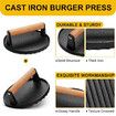 Heavy Duty Cast Iron Burger Press - 6.9Inch Round Bacon Grill Press for Sandwiches and Paninis