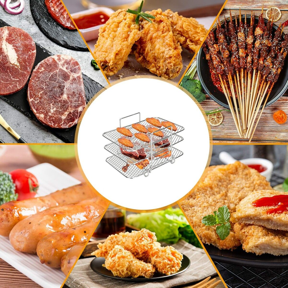 3 Layers Grill Grate and Dehydrate Rack for Ninja Dual Airfryers