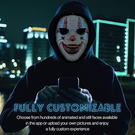 Transforming LED Face Mask with Bluetooth App Control, Customizable ...