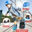 3-14 yrs Kids Adjustable Helmet Pad Set with Blue Helmet, Knee Pads, Elbow Pads, and Wrist Guards for Skateboard Bike-Blue