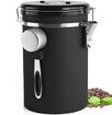 1.8L Large Airtight Coffee Canister: Stainless Steel Coffee Bean Storage Container in Black