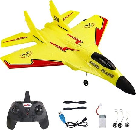 Beginner-Friendly 2.4GHz Remote Control Airplane: Easy to Fly Yellow RC Plane with Self-Balancing Gyroscope for Smooth and Stable Flight
