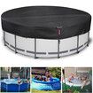 Durable 10FT anti-fade Round Solar Pool Cover with Tear-resistant 500D material, Windproof Strap, Drawstring, Ground Nails(Black)