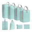 8-Piece Turquoise Compression Packing Cube Set - Expandable Travel Organizers for Luggage