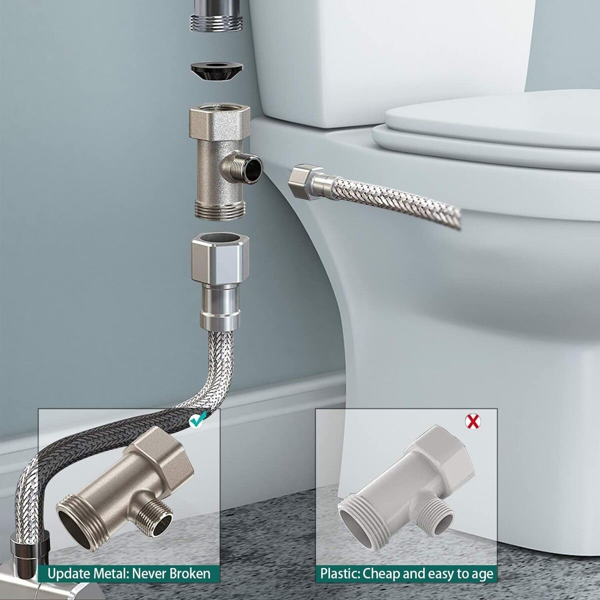 Dual Nozzle Bidet Toilet Attachment with Refreshing Cold Water Spray - Quick and Easy Installation