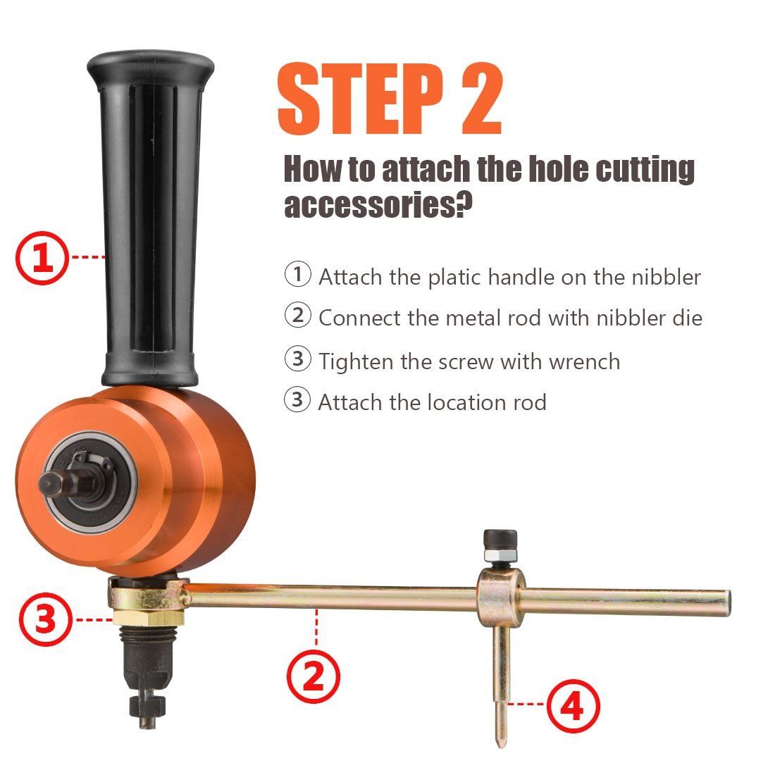 Double-Headed Sheet Metal Nibbler: Drill Attachment Metal Cutter in Gold