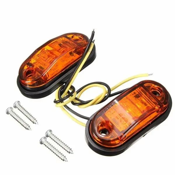 2-Pack LED Front Side Marker Lights: Bright and Durable Indicators for 12V 24V Trucks, Vans, Trailers, and Boats(Yellow)