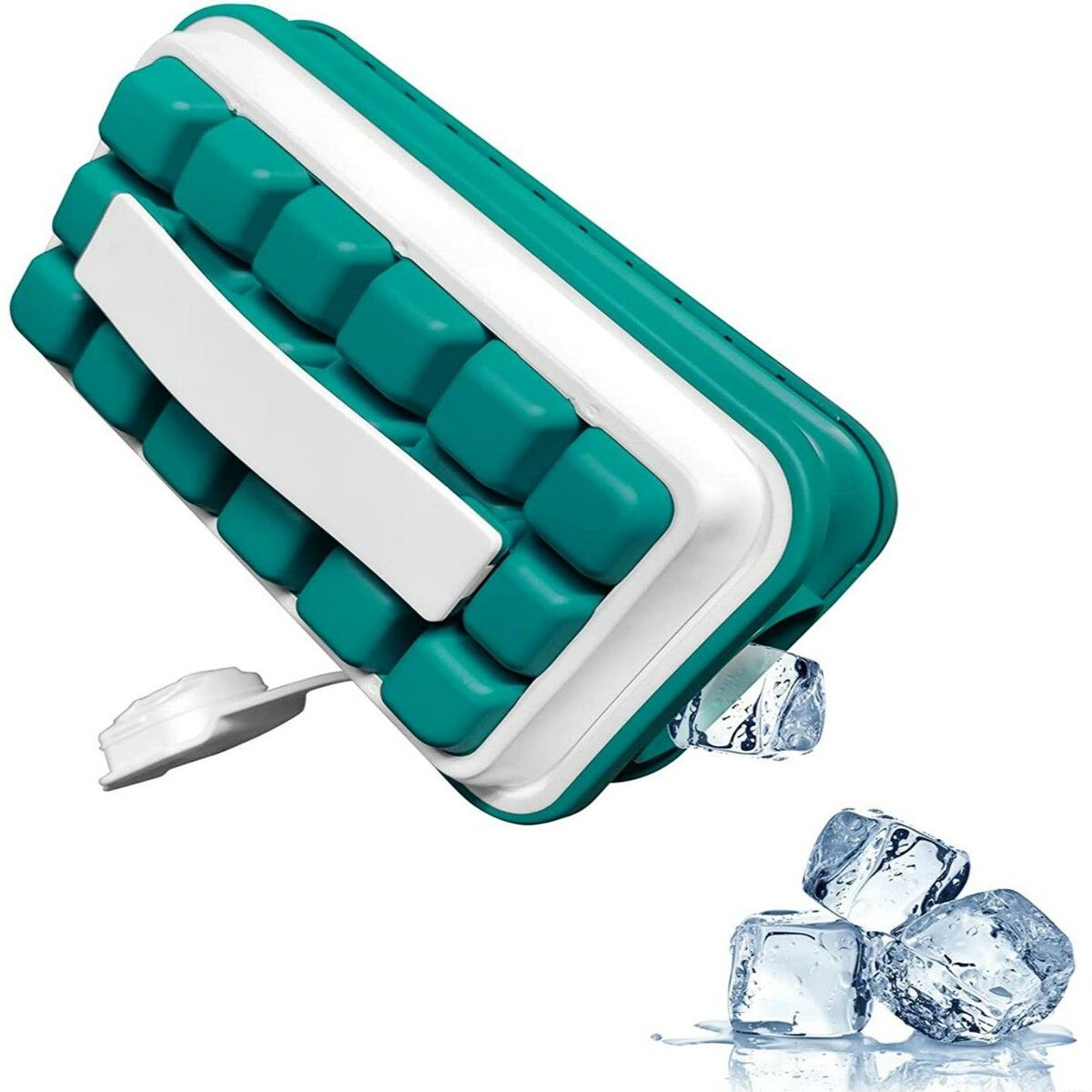 Ice Cube Maker with Silicone Tray and Lid for Easy Carrying and 18 Perfect Ice Cubes