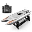 High-Speed RC Racing Boat: Electric Speedboat with 2 Batteries and Remote Control (25KM/H, Silver)