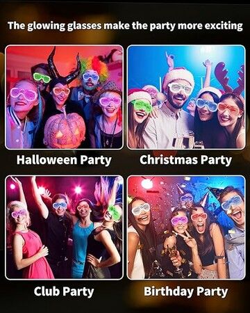 12-Pack 5-Color 3-Modes LED Light Up Shutter Glasses for Parties