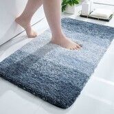 Non-Slip Plush Shaggy Bath Mat Rug: Machine Washable and Dryable, Perfect for Bathroom Floors (40*60cm, Blue)