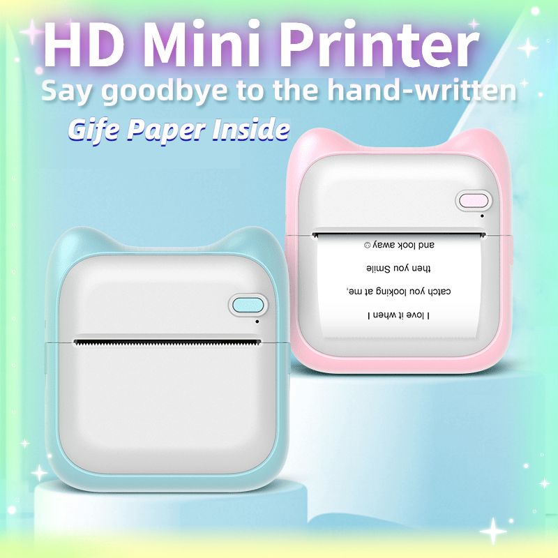 Portable 1000mAh Mini Photo Printer for iPhone/Android: Capture Memories and Create Instant Gifts, Study Notes, or Work Memos (Blue)