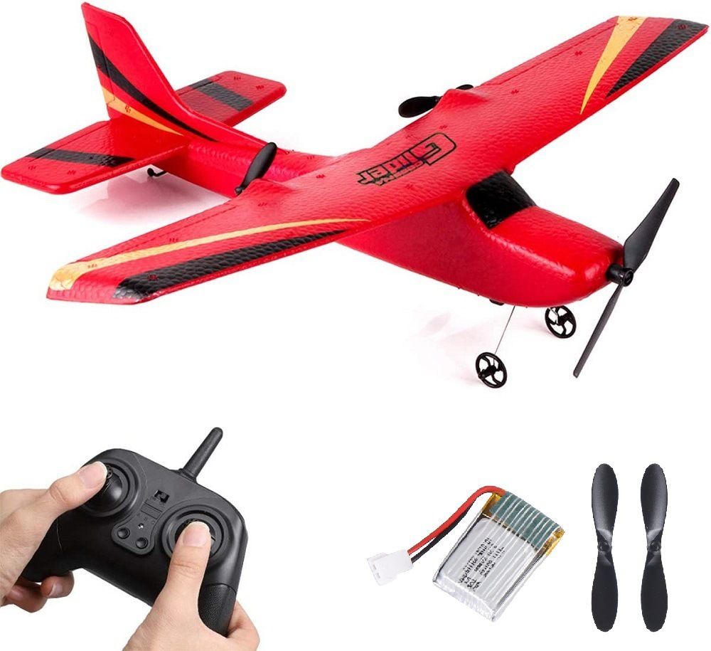 2.4GHz RC Airplane remote control Glider for Effortless Flight, Perfect for Kids and Beginners (Ready to Fly, Red)