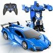 2-in-1 RC Car and Transforming Robot: 2.4Ghz Racing Car with 360° Drifting for Kids (Blue)