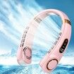 Safe Bladeless Portable Neck Hanging Fan with Long-lasting All-day Use 4000mAh battery, 5 Speed, Digital display, LED light, Type-C Fast Charge(Pink)