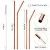 Stainless Steel Straws with Case: Long Drinking Straws for Yeti Tumblers (12-Pack, Rose Gold)