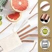 Stainless Steel Straws with Case: Long Drinking Straws for Yeti Tumblers (12-Pack, Rose Gold)