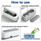 Efficient Ultrasonic Jewelry Cleaner Deep cleans dentures, glasses, watches for optimal hygiene