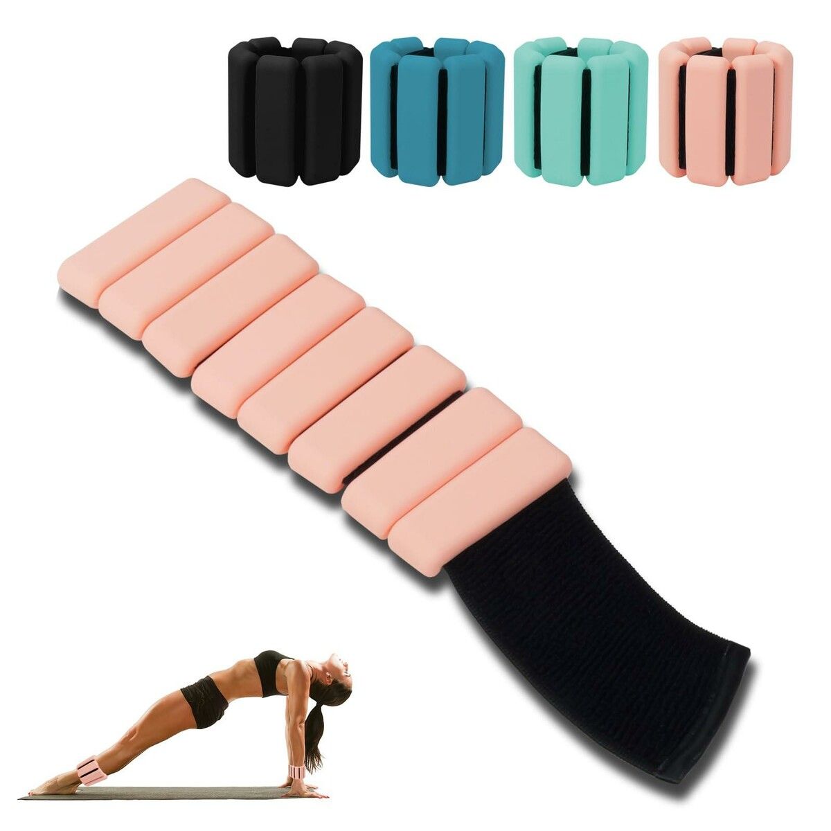 Adjustable Ankle/Wrist Weights Bracelet: 1 Lb Each, Perfect for Home Workouts, Walking, Running, Yoga (Pink)