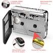 Portable Cassette Player, Walkman Tape Player with Cassette to MP3 Converter and Headphones, Compatible with Laptop/PC/MAC/iPod-Great for Entertainment, Travel, and Sports (Black)