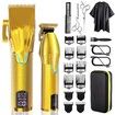 Professional Cordless Grooming Kit Hair Clippers with Trimmer and Multiple Attachments-Gold