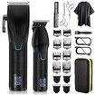 Professional Hair Clippers Cordless Barber Trimmer Set for Men Complete Haircut Kit for Grooming and Styling-(Black)