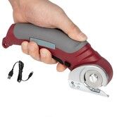 Effortless Cutting Cordless Electric Scissors for Fabric, Cardboard, and More with Safety Lock and Storage Box (Red)