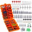 230-Piece Complete Fishing Accessories Kit Including Jig Hook,Bullet Bass Casting Sinker Weight,Fishing Swivels Snap,Sinker Slide,Fishing Set with Tackle Box