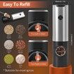 Refillable Auto Electric Salt and Pepper Grinder Set with USB Rechargeable Base,Bright LED light