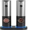 Refillable Auto Electric Salt and Pepper Grinder Set with USB Rechargeable Base,Bright LED light