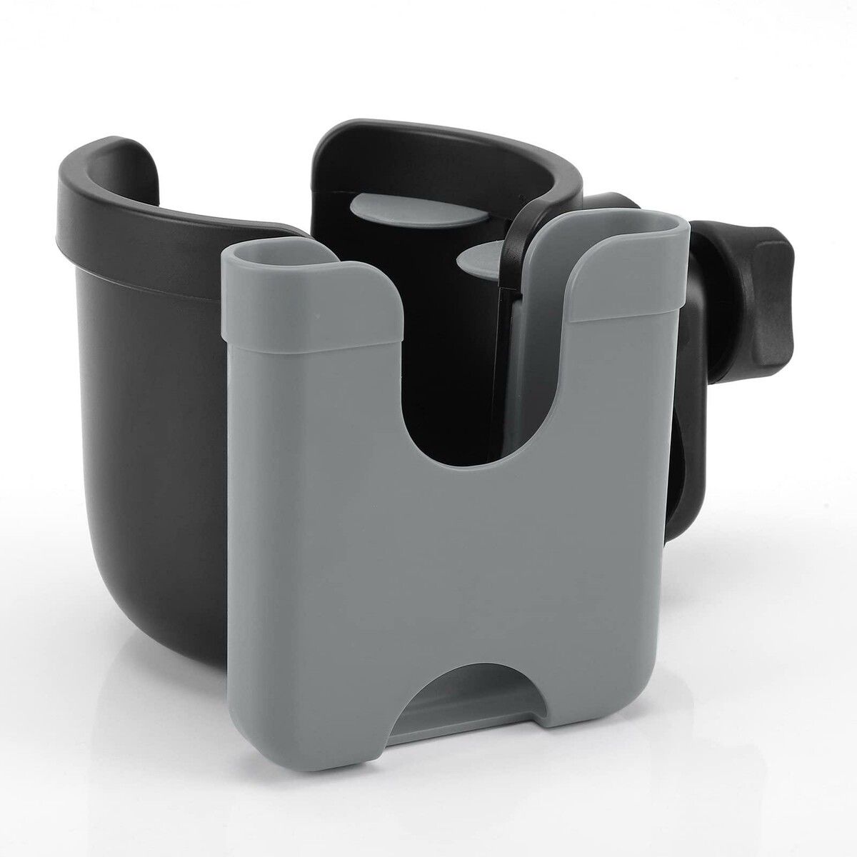 Versatile 2-in-1 Cup and Phone Holder - Fits Strollers, Bikes, Wheelchairs, Walkers, and Scooters (Grey)