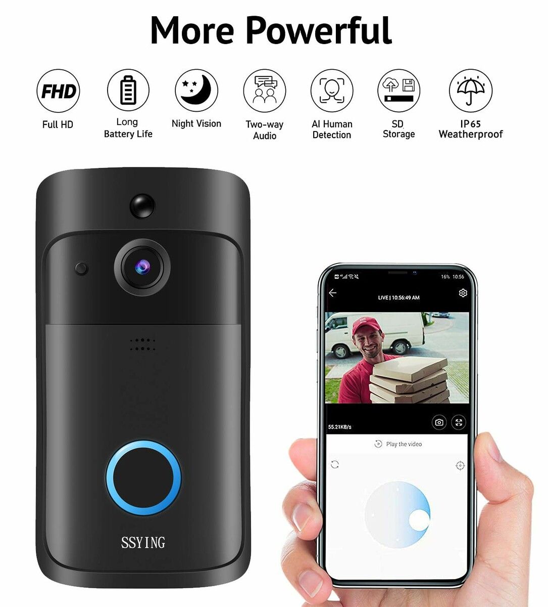 Stay Connected and Secure - HD WiFi Video Doorbell Camera with Motion Detection and Night Vision