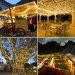 Holiday Decoration 12M Solar Fairy String Lights Warm White Copper Wire Rope Lighting for Indoor and Outdoor Decorations