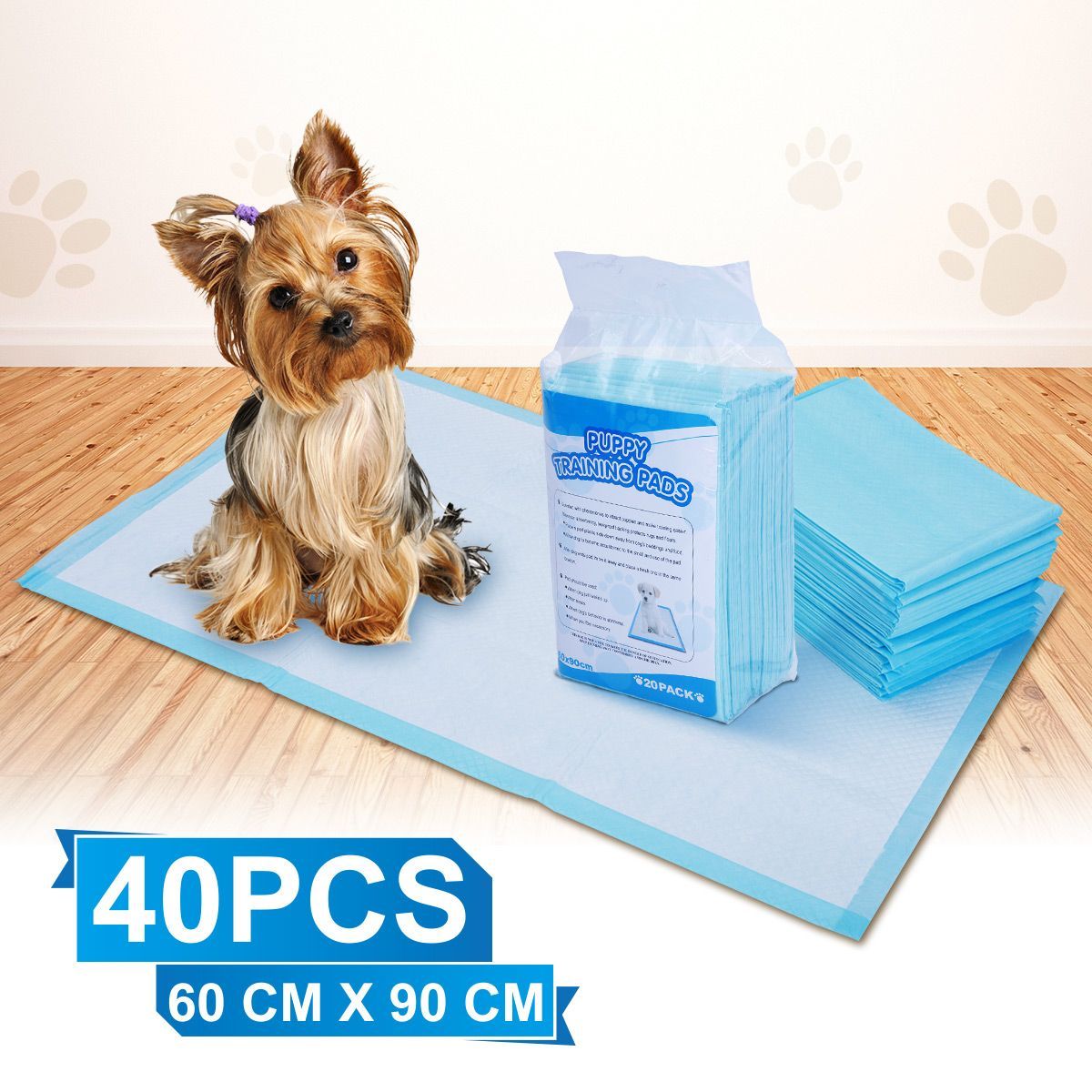 Pack of 40PCs 60 cm x 90 cm Puppy Training Pads for Puppies & Indoor