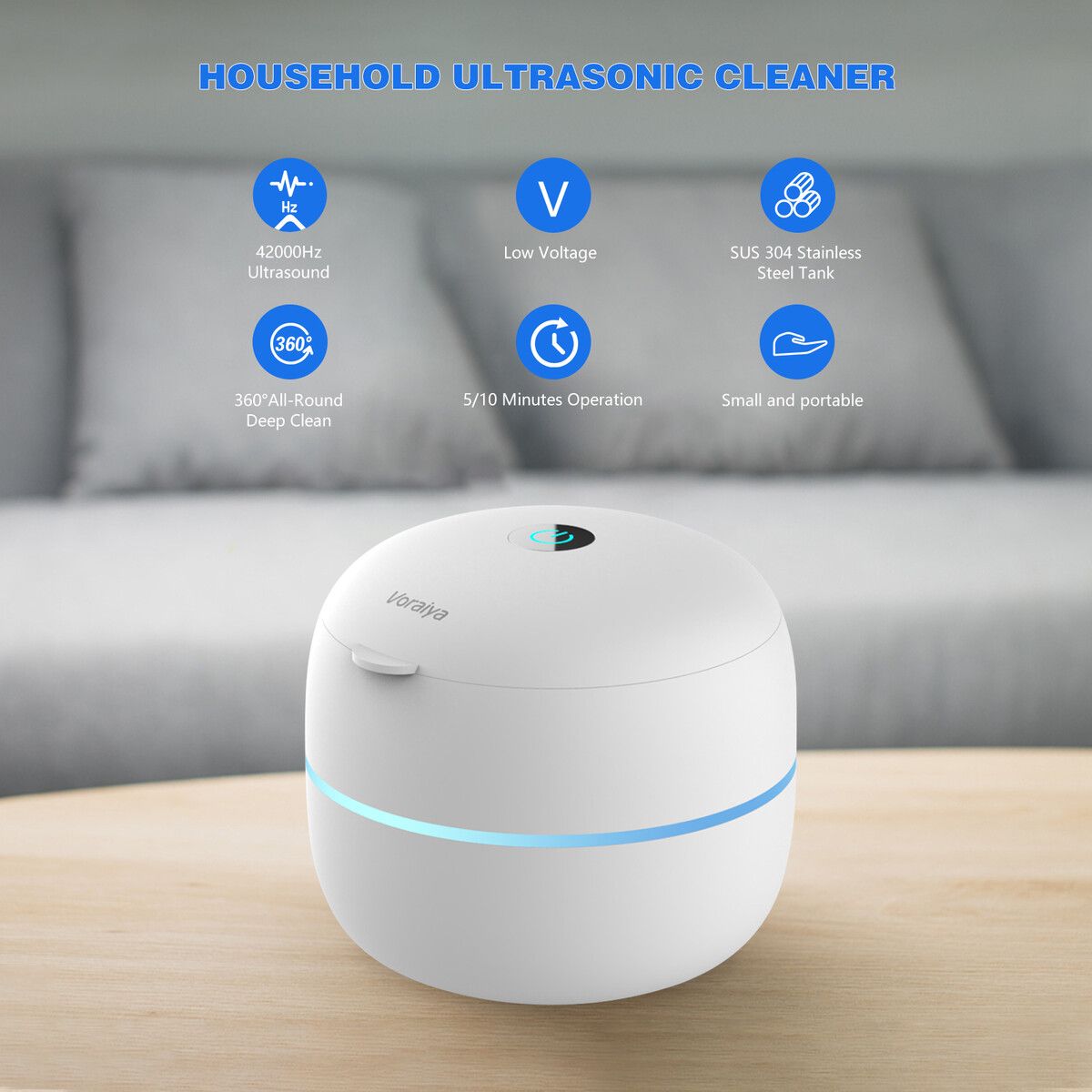 Ultrasonic Jewelry Cleaner Multi Use for Dentures, Retainer, Whitening Trays, Aligner, Toothbrush head, Night Dental Mouth Guard, Diamonds Rings Hygienic Cleaning