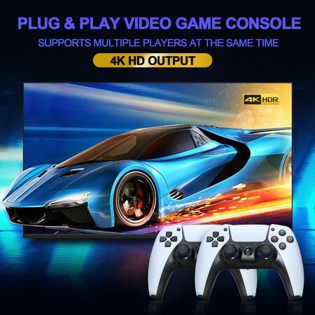 4K Retro Game Console with 10000 Games: 2.4G Wireless Controller, 64GB ...