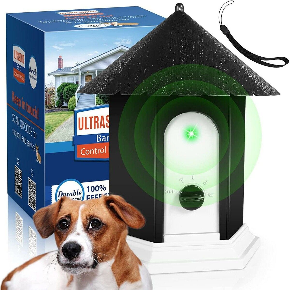 Dog Control Anti Barking Device Up to 50 Ft Training Behavior Aids 2 in 1 Ultrasonic Deterrent Outdoor Safe for Humans and Dogs