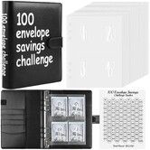 100 Envelopes Challenge Binder, A5 Money Saving Cash Envelopes: Save $5,050 with Cash Envelopes and Budget Tracker (Black)