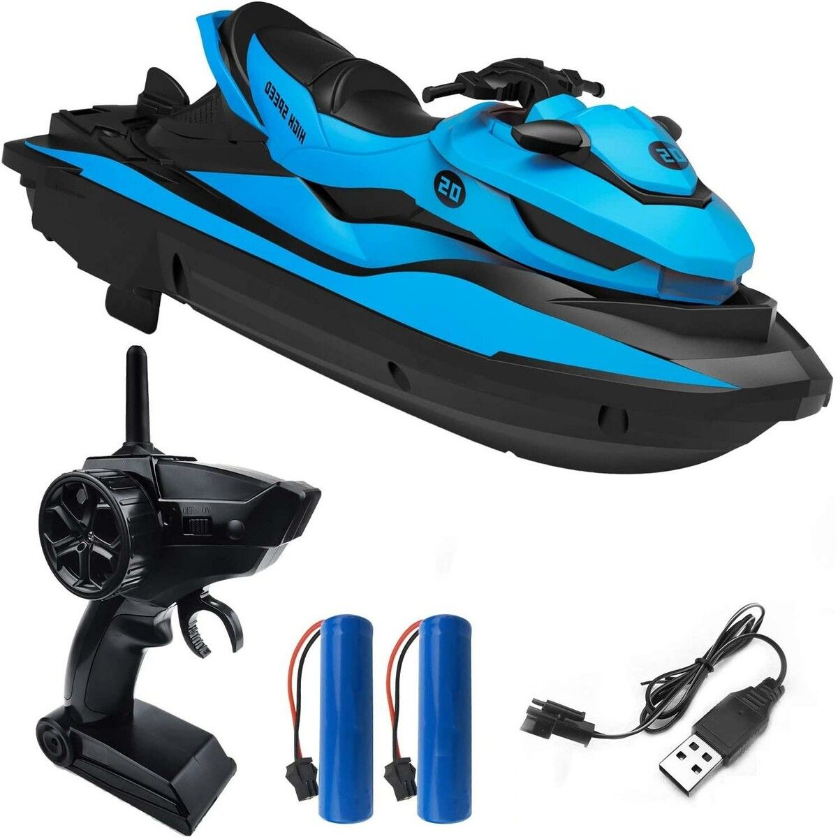 Remote Control Boat for All: High-Performance Motor Boat with Dual Motors, 2 Batteries, and Low Battery Prompt (Blue)