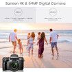 4K Digital Camera with WiFi,Touch Screen,64MP Vlogging,32GB SD Card,Lens Hood,3000mAH Battery,Front & Rear Cameras-Black