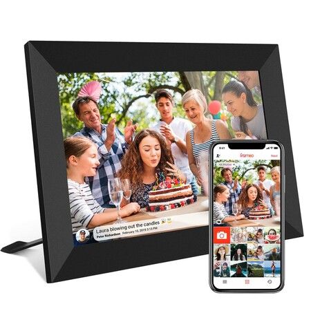 Smart WiFi 10.1-Inch Digital Photo Frame IPS LCD Touchscreen Auto-Rotate Portrait Landscape 16GB Memory Instantly Share Moments via Frameo App