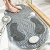 Antislip 80x40cm Foot Scrubber Shower Mat with Built-In Feet Scrub Stone and Antislip Suction Cups (Grey)