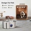 3.2L/108oz Stainless Steel Cat Water Fountain: Super Quiet, with Water Level Window, LED Light, and Automatic Operation for Cats and Dogs