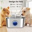 3.2L/108oz Stainless Steel Cat Water Fountain: Super Quiet, with Water Level Window, LED Light, and Automatic Operation for Cats and Dogs