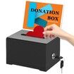 Clear Donation/Ballot/Raffle/Suggestion Box with Lock & Sign Holder, Transparent design 6.2" x 4.6" x 4.0"(Black)