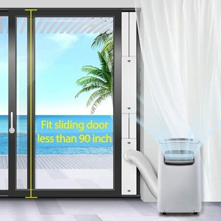 Adjustable 67-220cm AC Vent Kit for Sliding Doors,Universal Durable seal kit for preventing warm air,Accommodates exhaust hoses with diameters of 5.1" & 5.9"