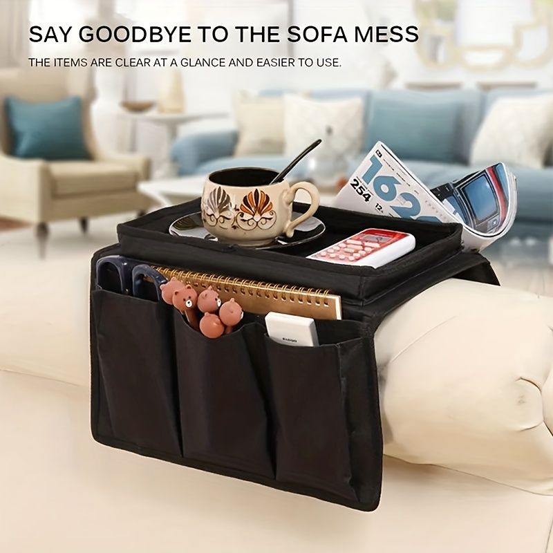 Recliner Sofa Chair Armrest Organizer with Cup Holder Tray, Remote Holder, Caddy Bedside Storage Pockets Bag