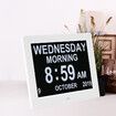 Large Digital Clock with 8-Inch Display, 3 Interface, 8 Alarms, Non-Abbreviated Day & Month for Elderly Seniors (Black)