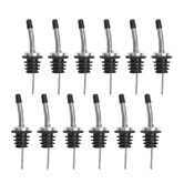 12-Pack Stainless Steel Liquor Pourers with Tapered Spouts and Dust Caps Ideal for dispensing alcohol, olive oil, and other liquids
