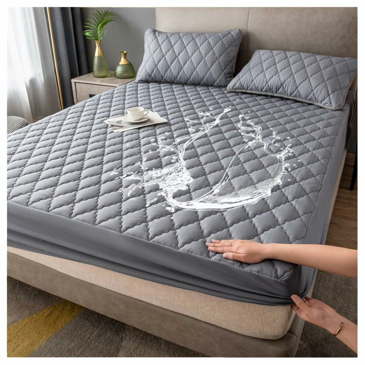 Watertight Mattress Protector Cover for Beds and Pet Beds(150*200CM White)